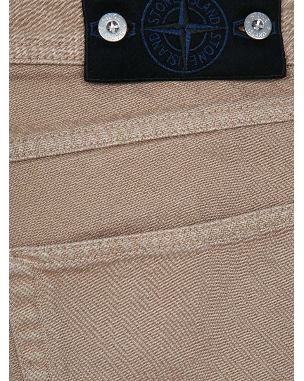 Stone Island Natural Slim Fit Cotton Denim Jeans With Compass Logo Patch for men