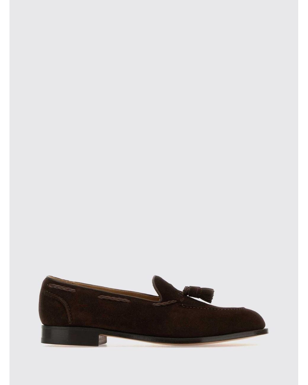 Edward Green White Belgravia Suede Loafers With Tassels for men