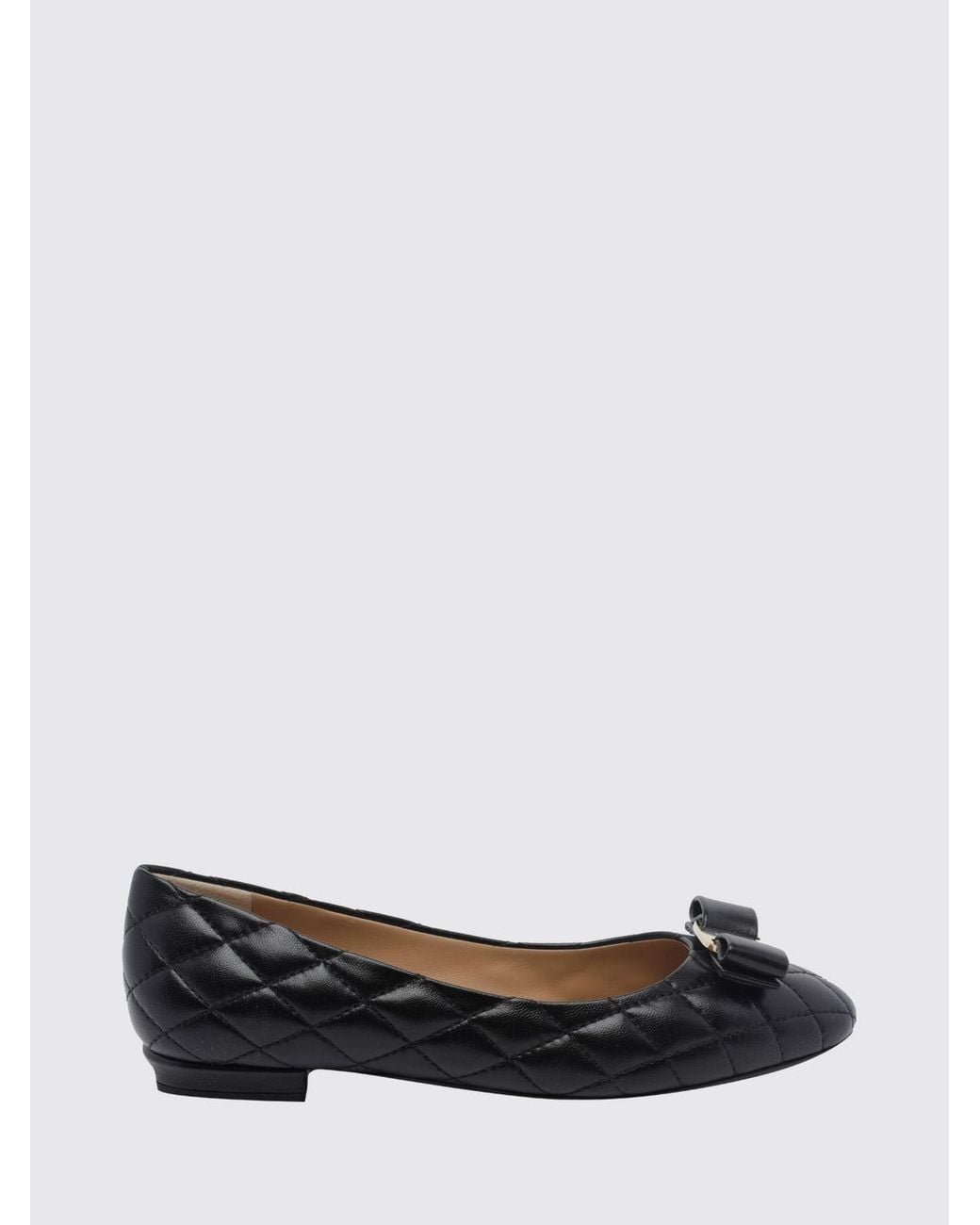 Ferragamo White Varina Quilted Nappa Ballet Pumps With Bow