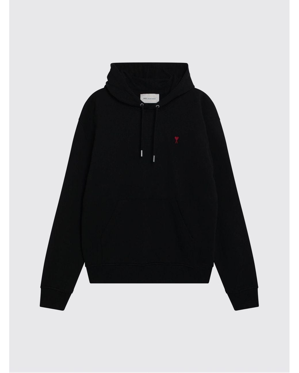 AMI Blue Cotton Hoodie With Embroidered Logo And Kangaroo Pocket for men