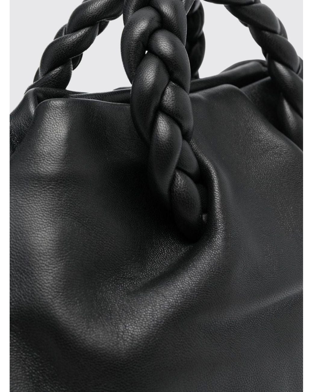 Hereu Black Mini Bombon Lambskin Bag With Braided Handles And Shoulder Strap