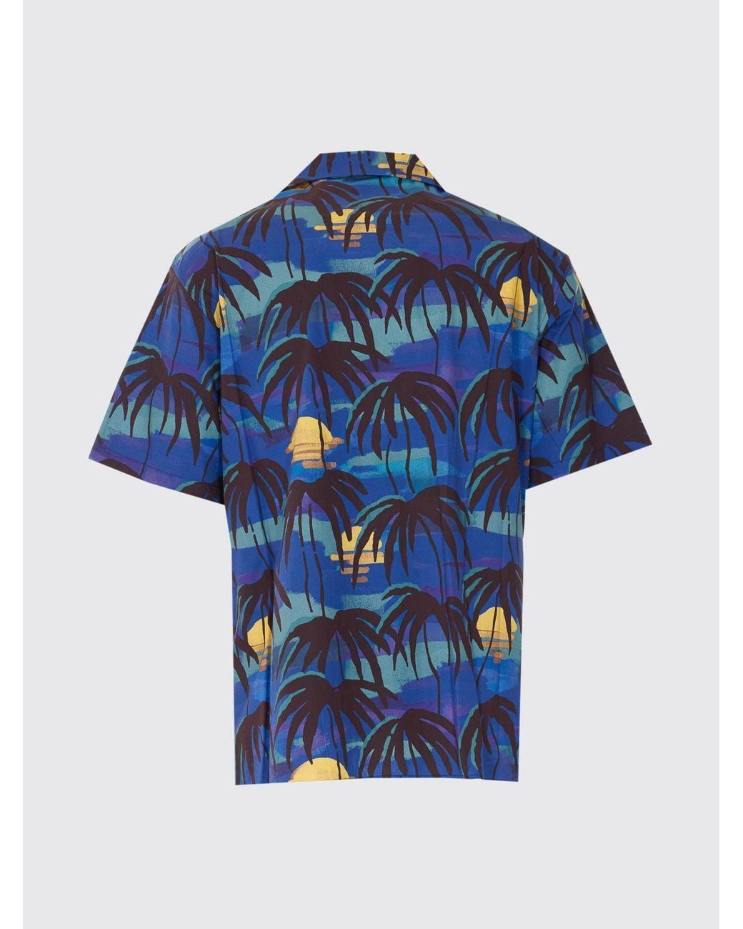 Drole de Monsieur Blue Printed Cotton Casual Shirt for men