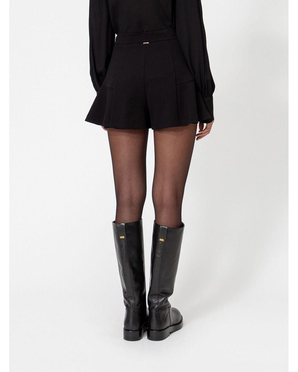 Twinset Black High-Waisted Slim Fit Crêpe Shorts With Side Zip