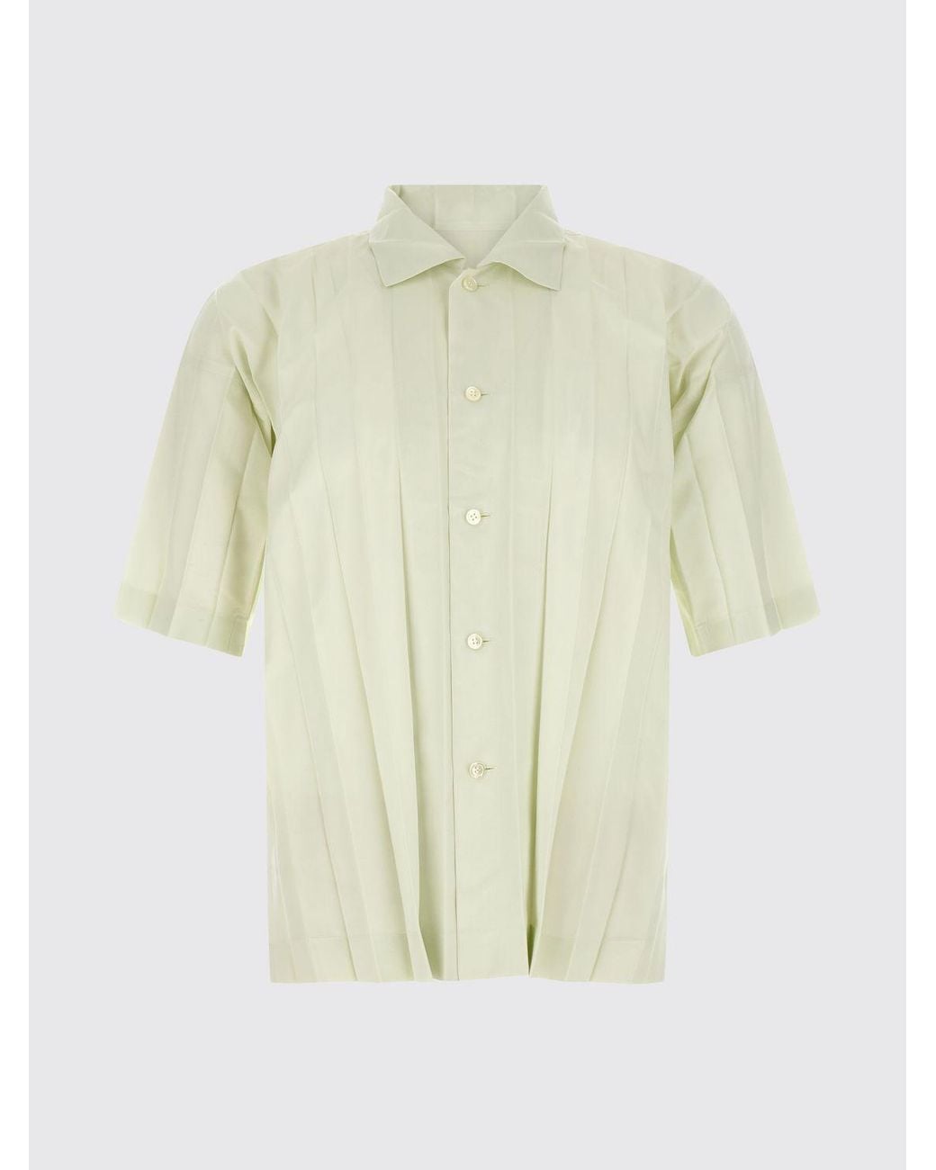 Homme Plissé Issey Miyake Green Homme Plissé Issey Miyake Pleated Crêpe Short-Sleeve Bowling Shirt for men