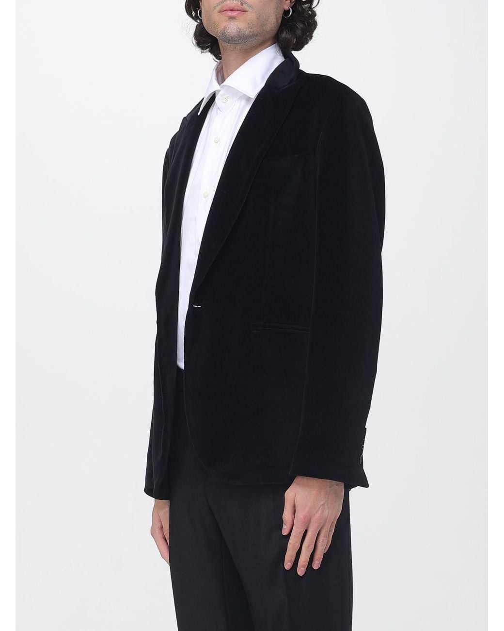 Circolo 1901 Blue Single-Breasted Slim Fit Velvet Blazer With Peak Lapels for men