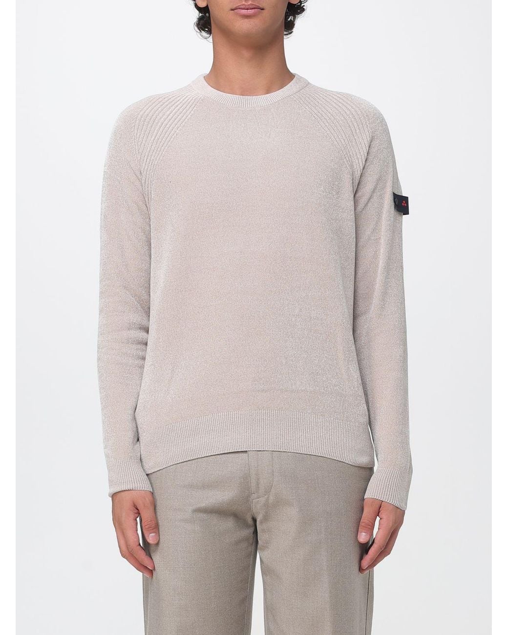 Peuterey Gray Crew Neck Polyester Sweater With Long Sleeves And Ribbed Trims for men
