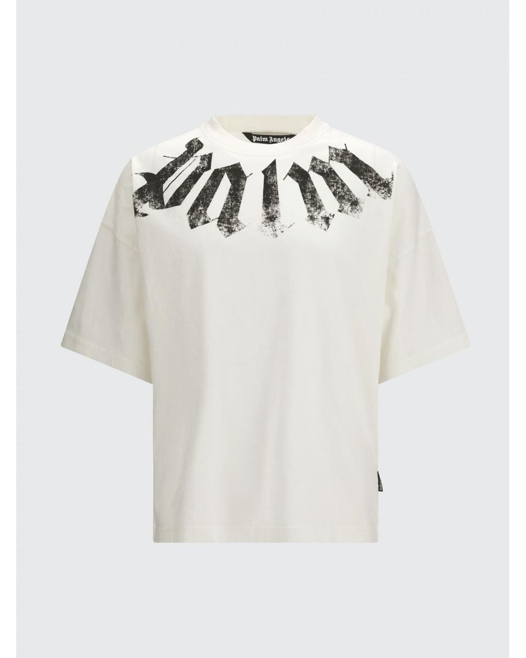 Palm Angels White Cotton T-Shirt With Logo for men