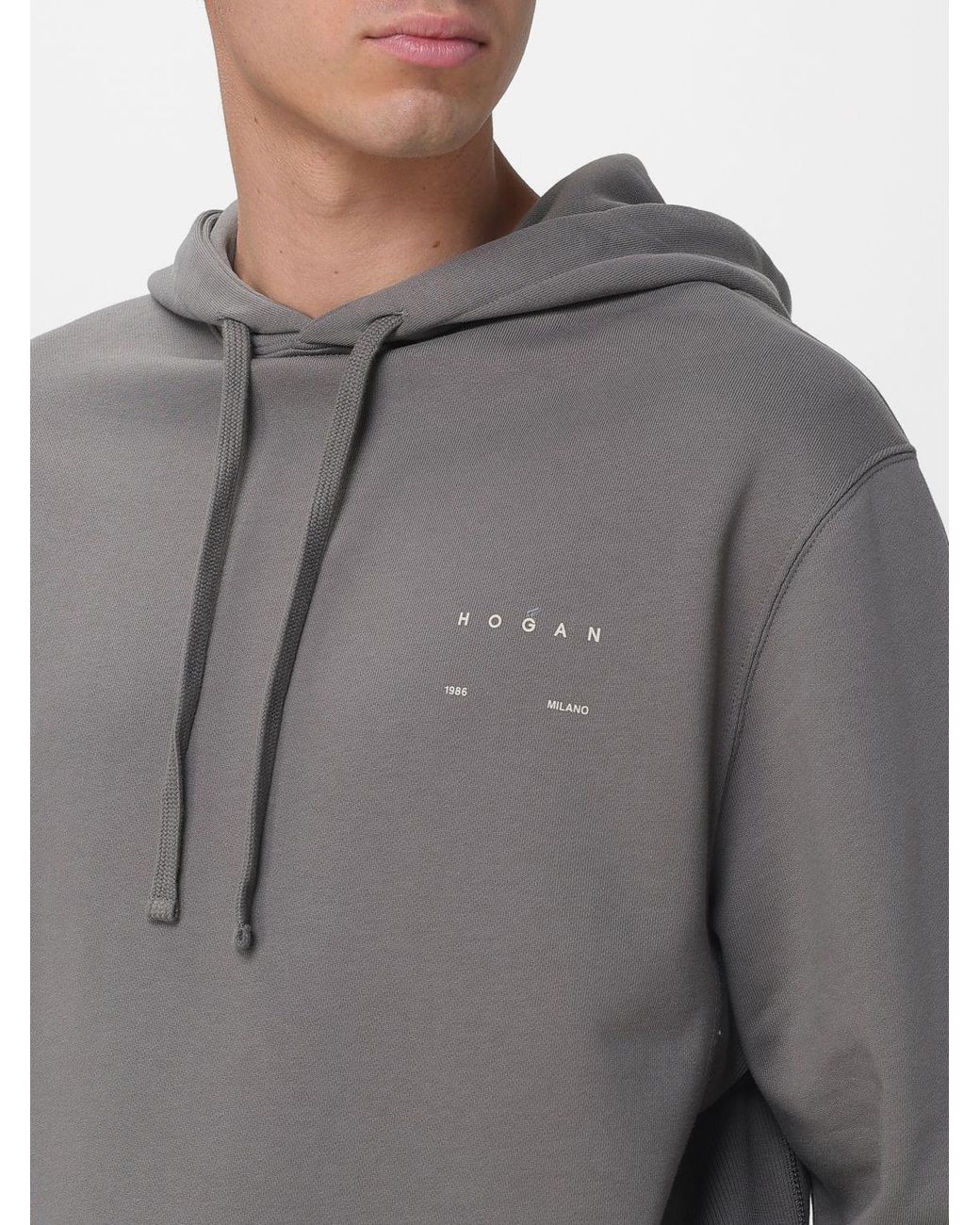 Hogan Gray Cotton Hoodie for men