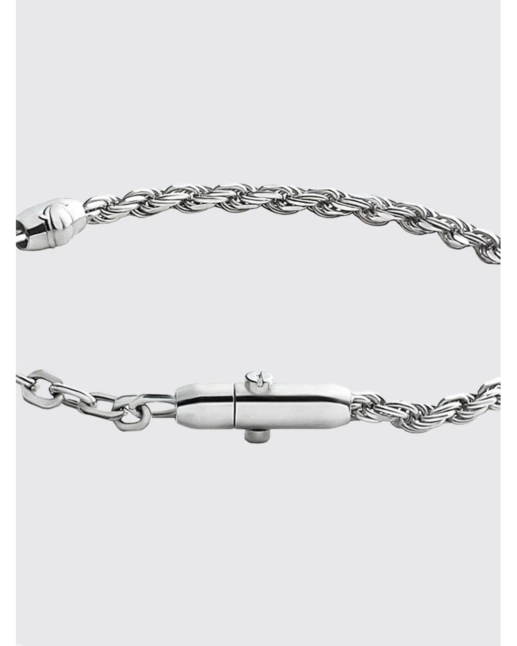 Bottega Veneta Metallic Sterling Bracelet With Hook Closure for men