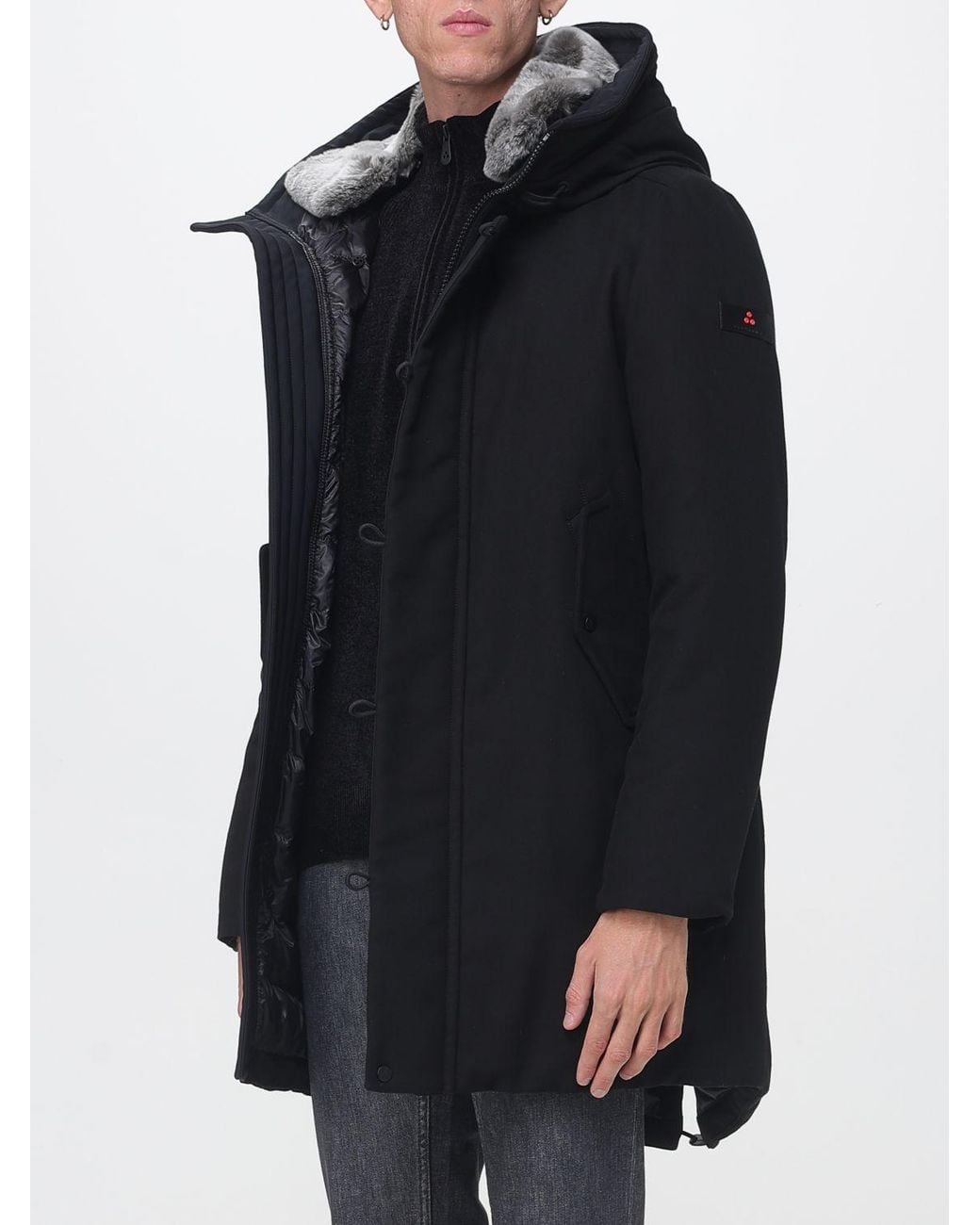 Peuterey Blue Kasa Ki Water-Repellent Knee-Length Parka With Fur Collar for men