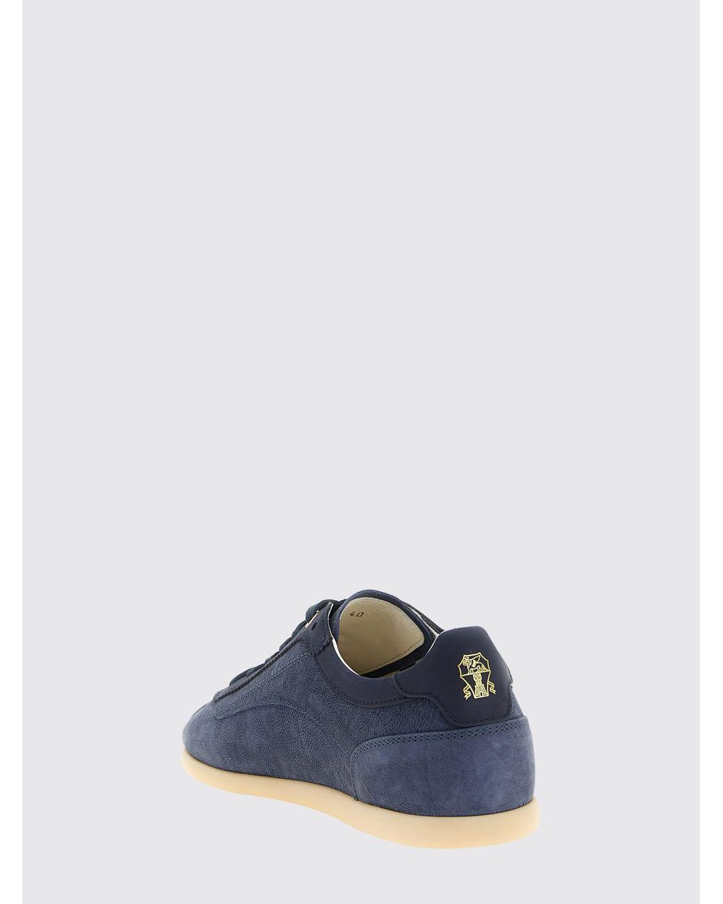 Brunello Cucinelli Blue Calfskin Low Top Sneakers for men