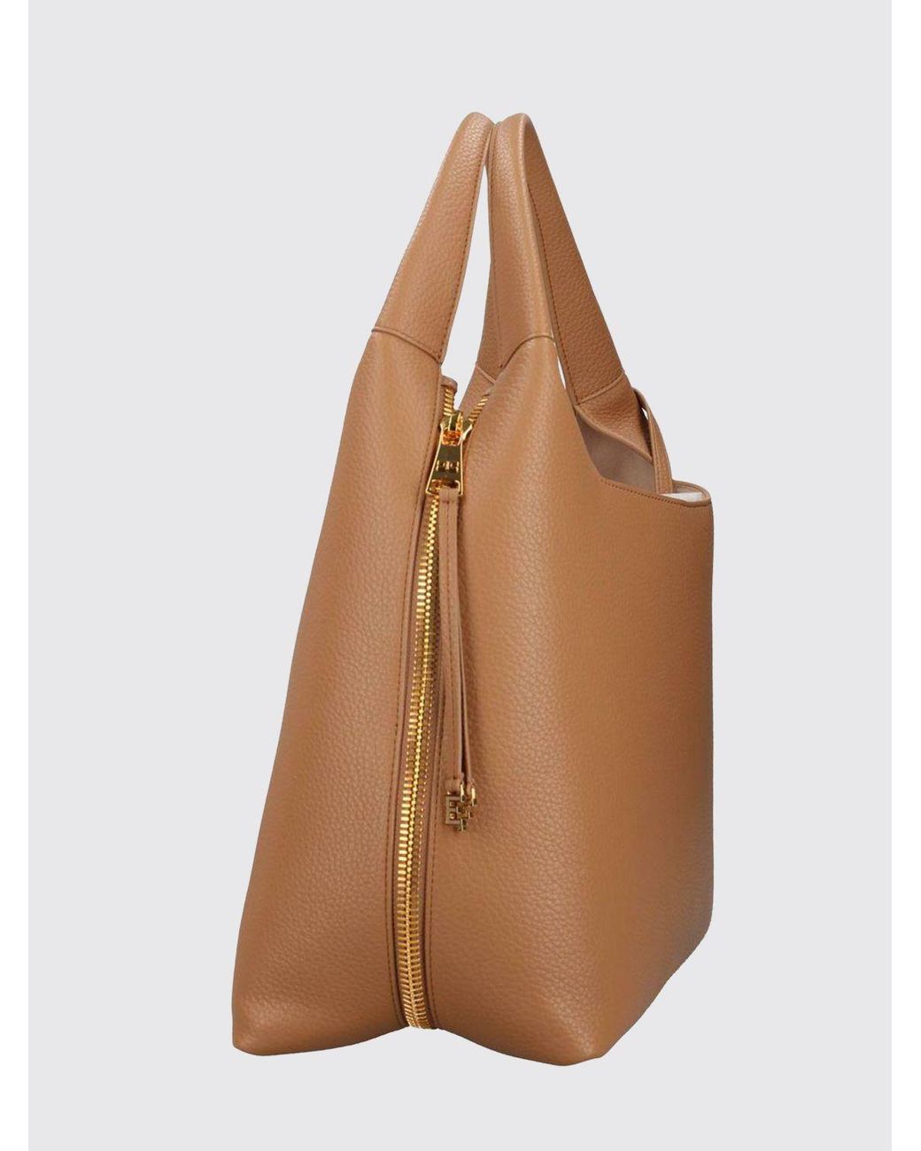 Elisabetta Franchi Brown Large Synthetic Leather Hobo Bag With Double Handle