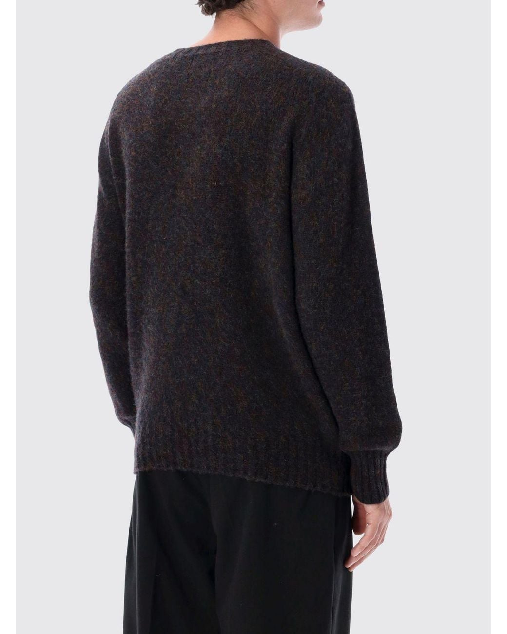Howlin' By Morrison Black Crewneck Wool Blend Jumper With Ribbed Trims for men