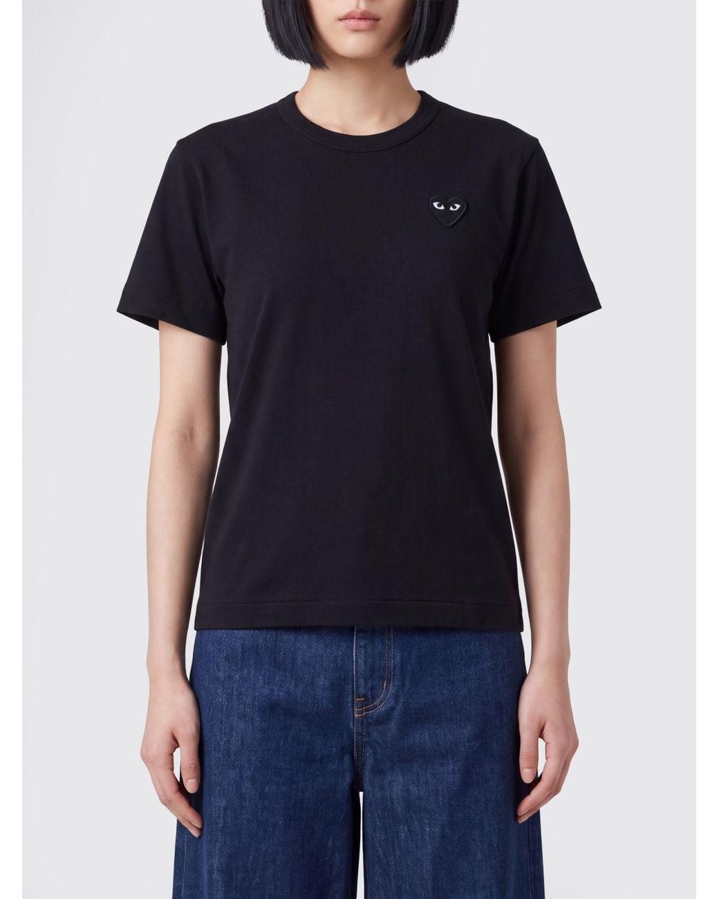 COMME DES GARÇONS PLAY Blue Comme Des GarÇ Ons Play Contrast Logo Cotton Crew-Neck T-Shirt