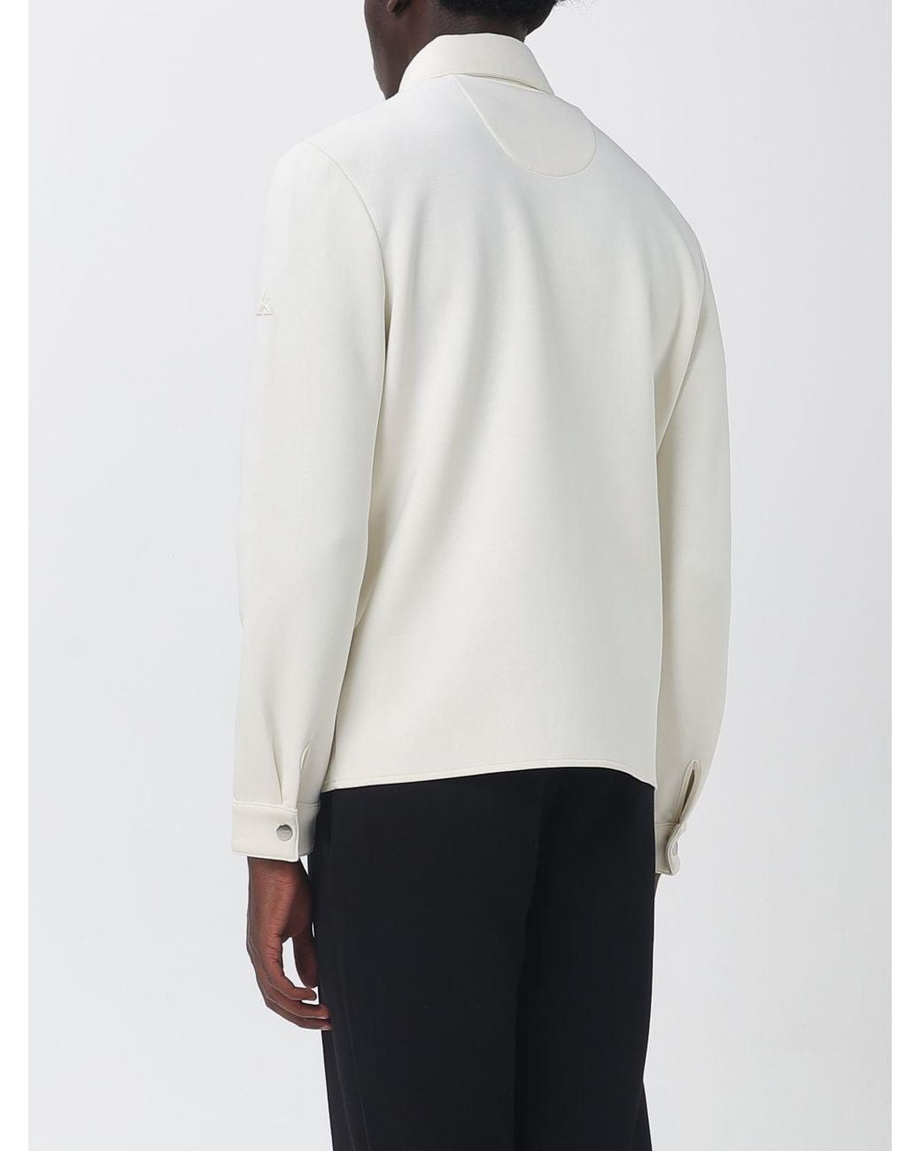 Heskimo White Crêpe Overshirt With Classic Collar And America Pockets for men
