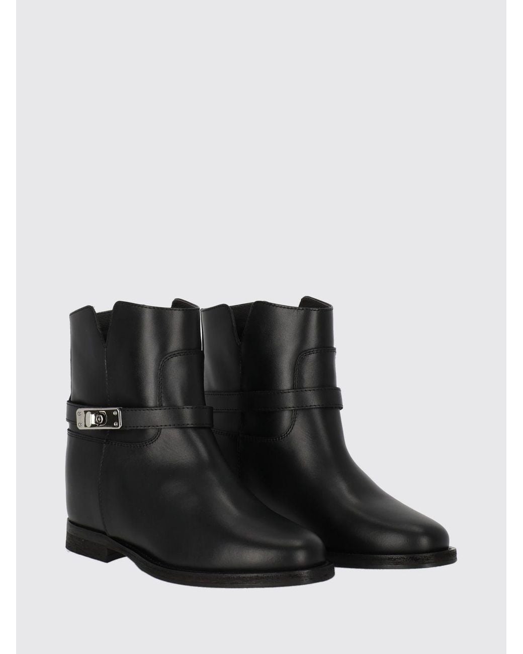 Via Roma 15 Black Suede Texan Ankle Boots With Wedge Heel