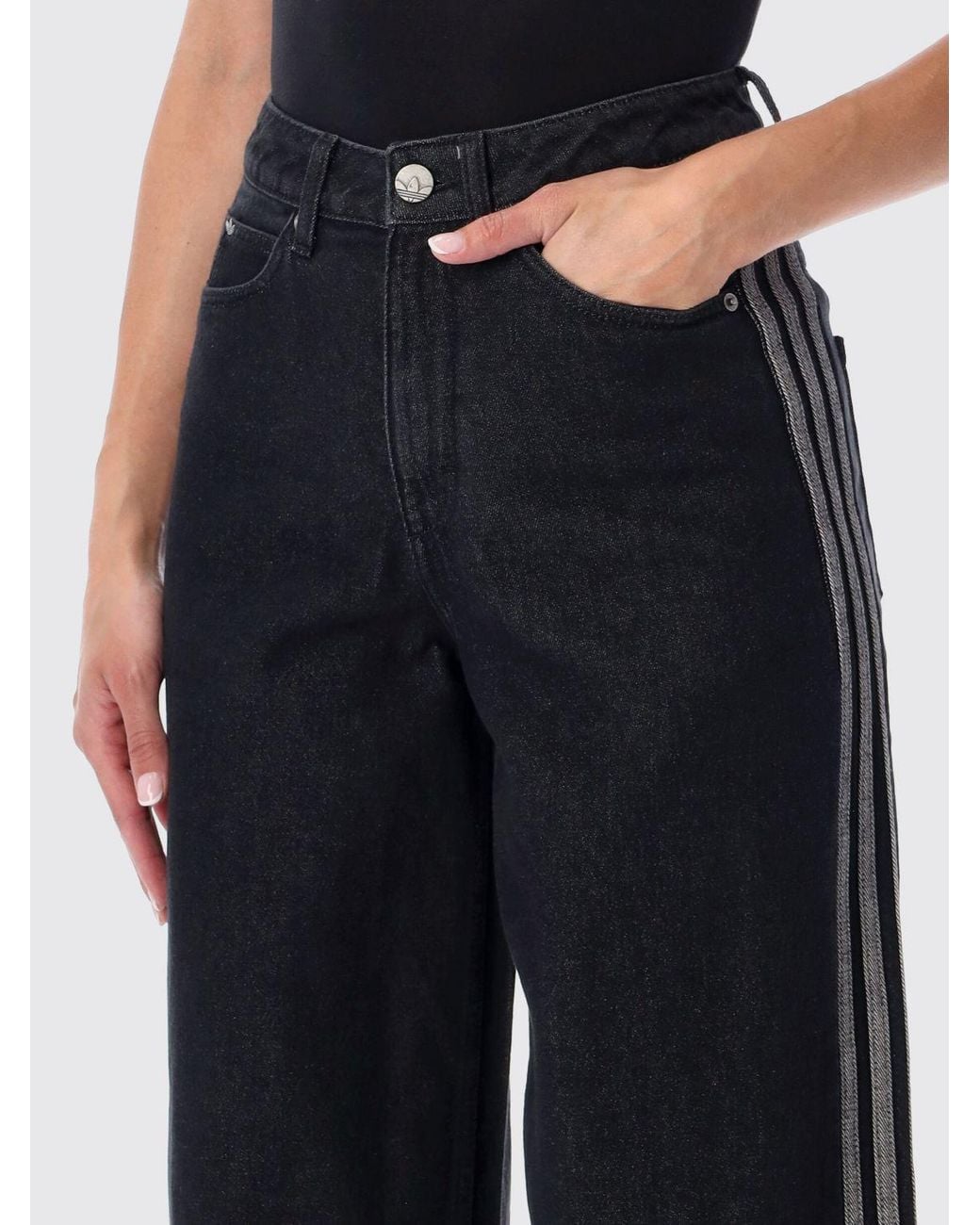 Adidas Originals Blue High-Waisted Wide-Leg Jeans