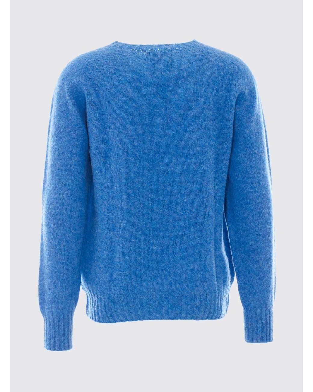 Howlin' By Morrison Blue Crewneck Wool Blend Jumper With Ribbed Trims for men