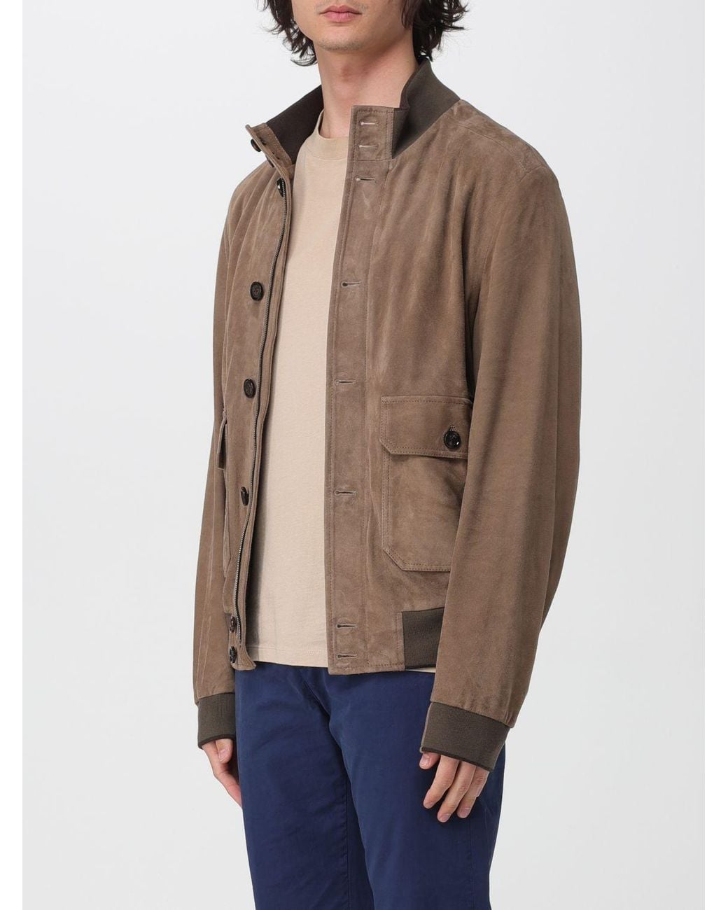 Moorer Blue Carlos-Ur Suede Bomber Jacket for men