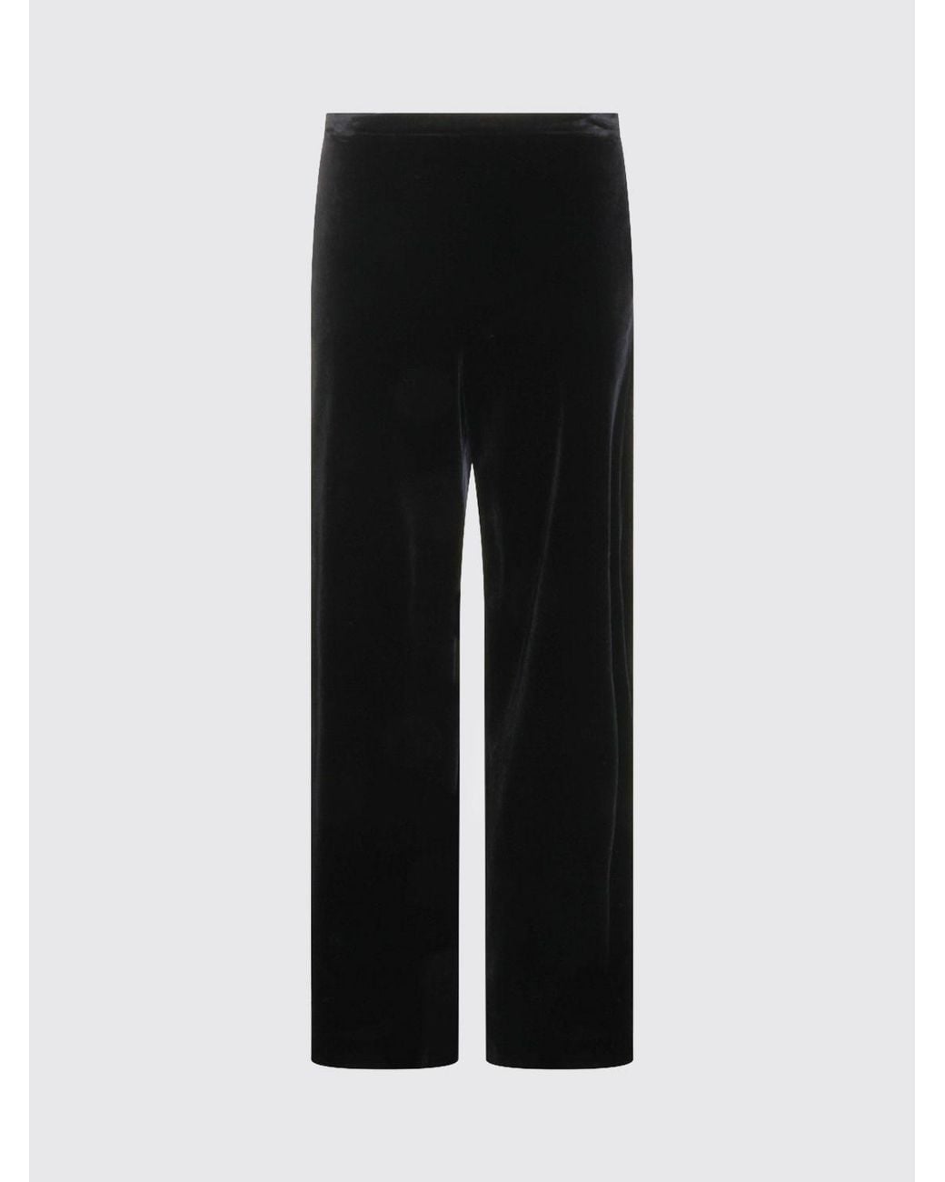 Alberta Ferretti Black Straight-Leg Velvet Mid-Rise Trousers