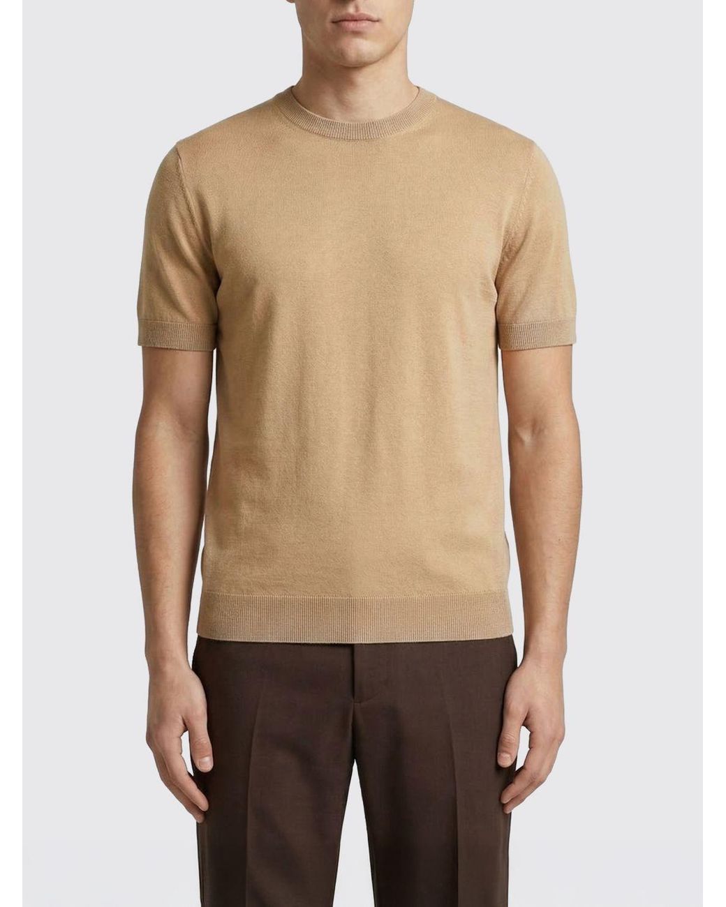 Zanone Rundhals-Pullover Aus Leinen Und Baumwolle in Natural für Herren