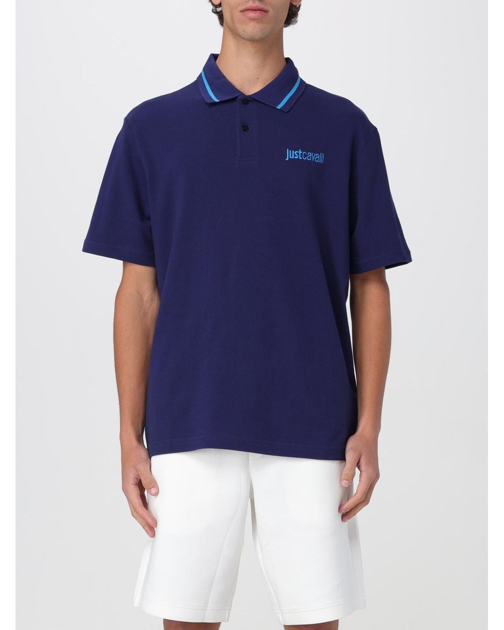 Just Cavalli Blue Polo Shirt for men