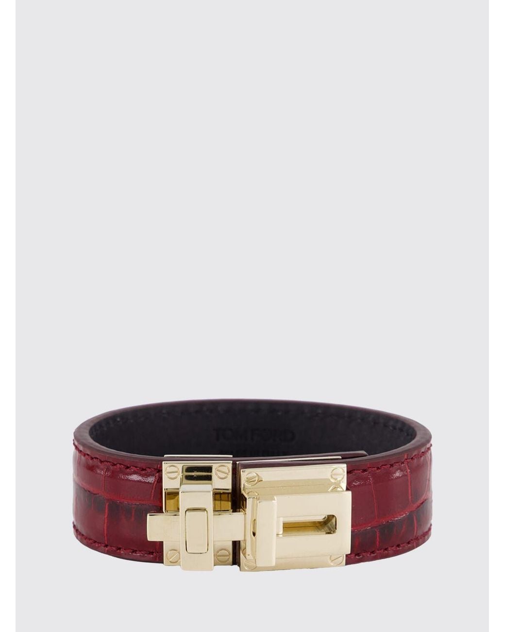 Tom Ford Multicolor Crocodile Print Calfskin And Brass Bracelet