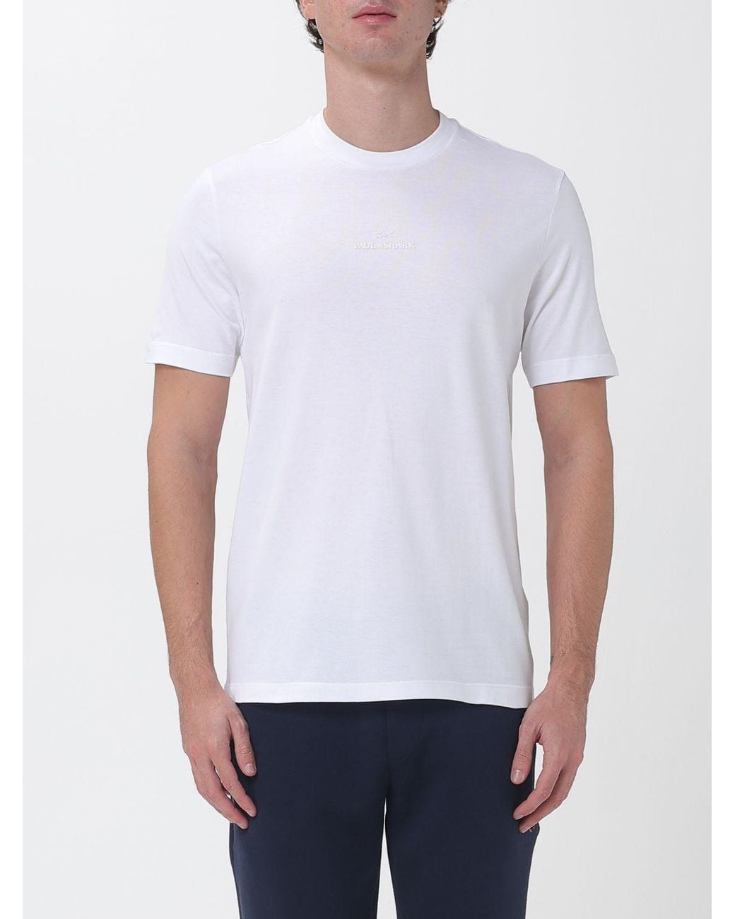 Paul & Shark White Paul &Amp Shark Slim Fit Short-Sleeved Cotton Crew Neck T-Shirt for men