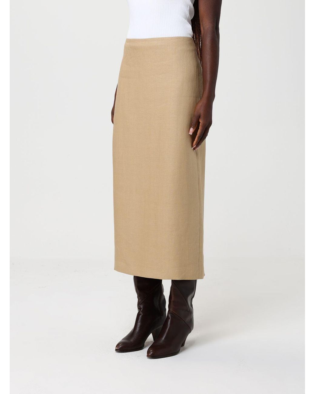 Max Mara Natural Linen Midi Skirt