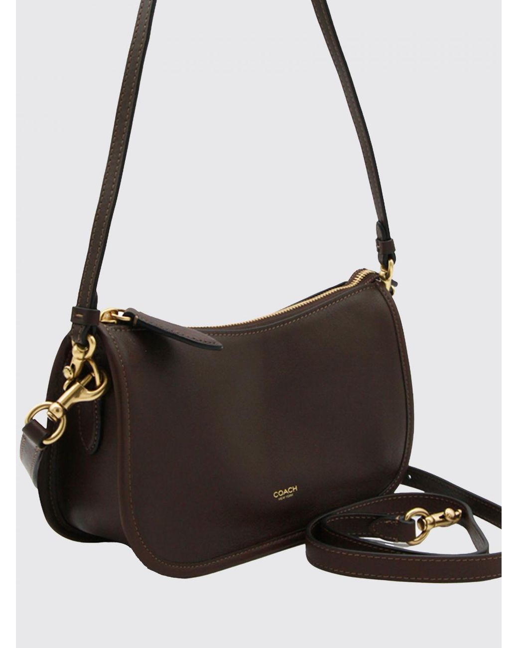 COACH White Waverly Small Smooth Leather Shoulder Bag With A Chain Strap