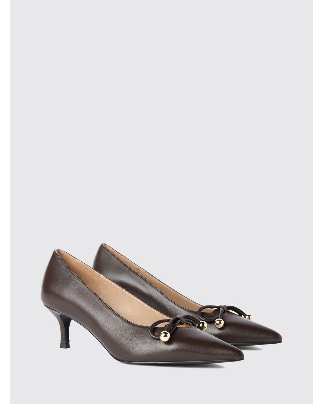 Furla Brown Smooth Leather Pumps With A Medium Stiletto Heel And Almond Toe