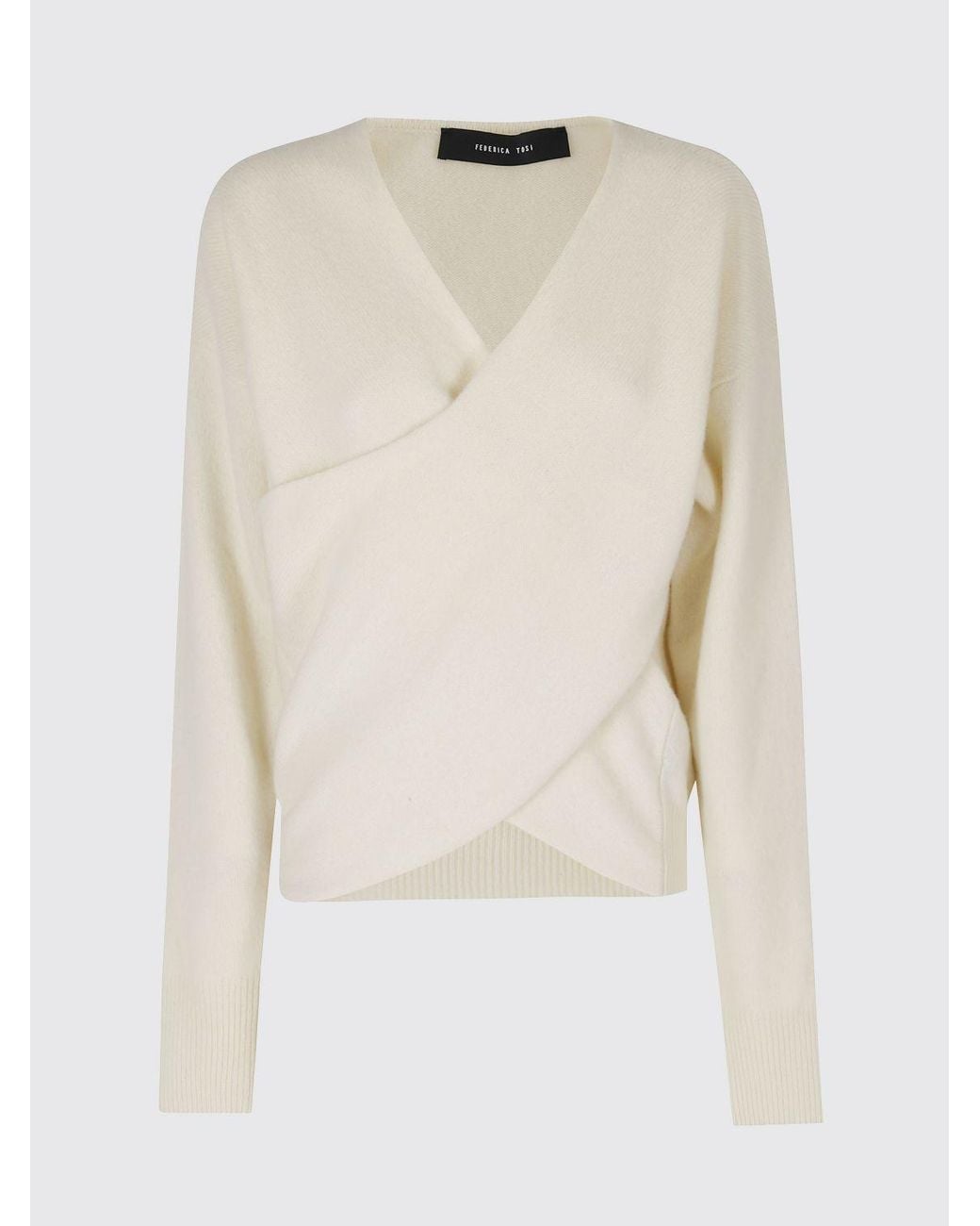 FEDERICA TOSI White V-Neck Wool And Cashmere Blend Jumper