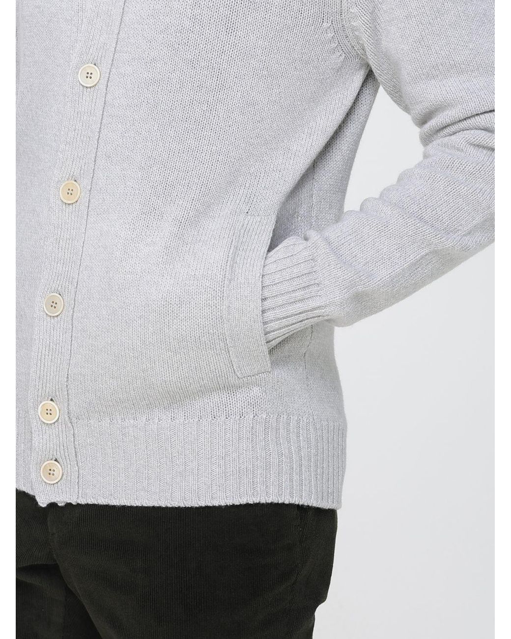 Zanone Gray Virgin Wool Turtleneck Cardigan With Buttons for men