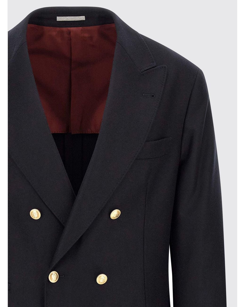 Brunello Cucinelli Blue Slim Fit Double-Breasted Blazer for men