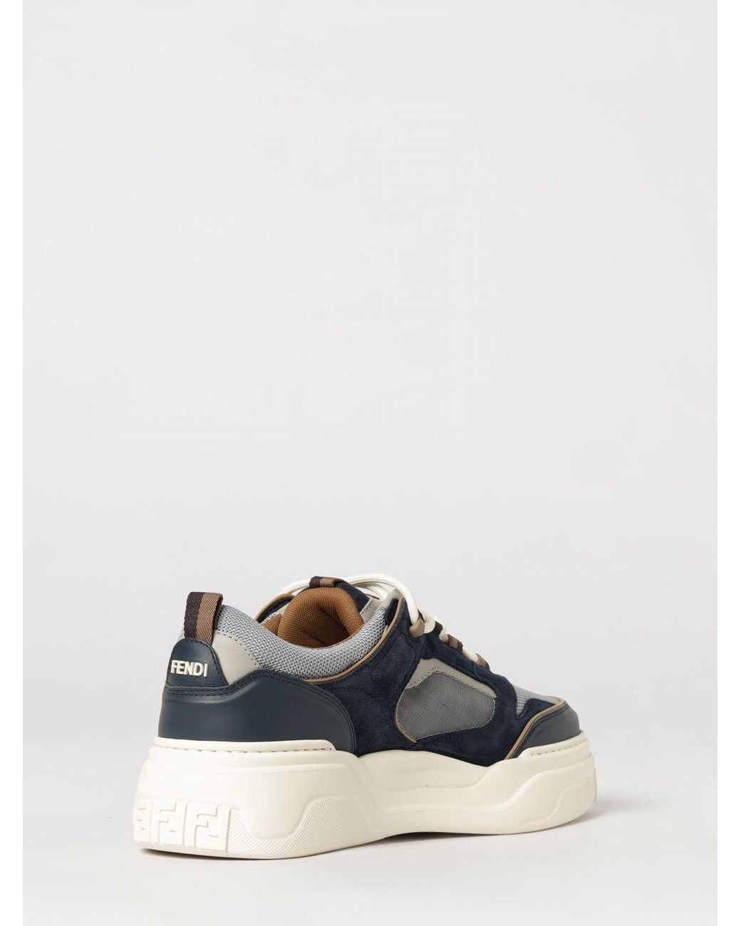 Fendi White Force Low-Top Suede Calfskin Sneakers With Chunky Sole for men