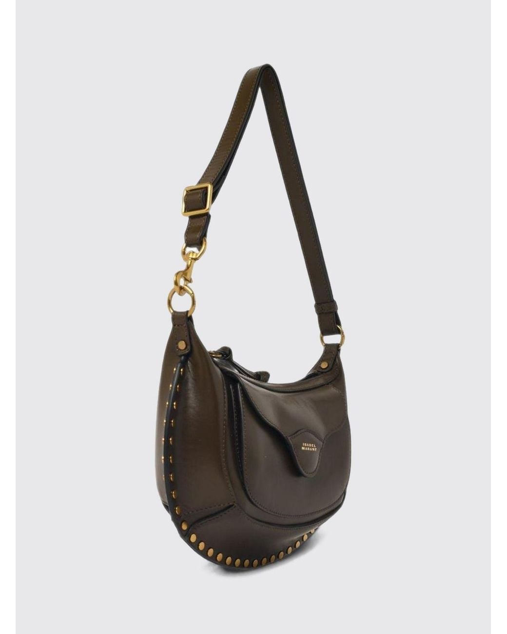 Isabel Marant Black Oskan Moon Smooth Leather Crossbody Bag With Studs