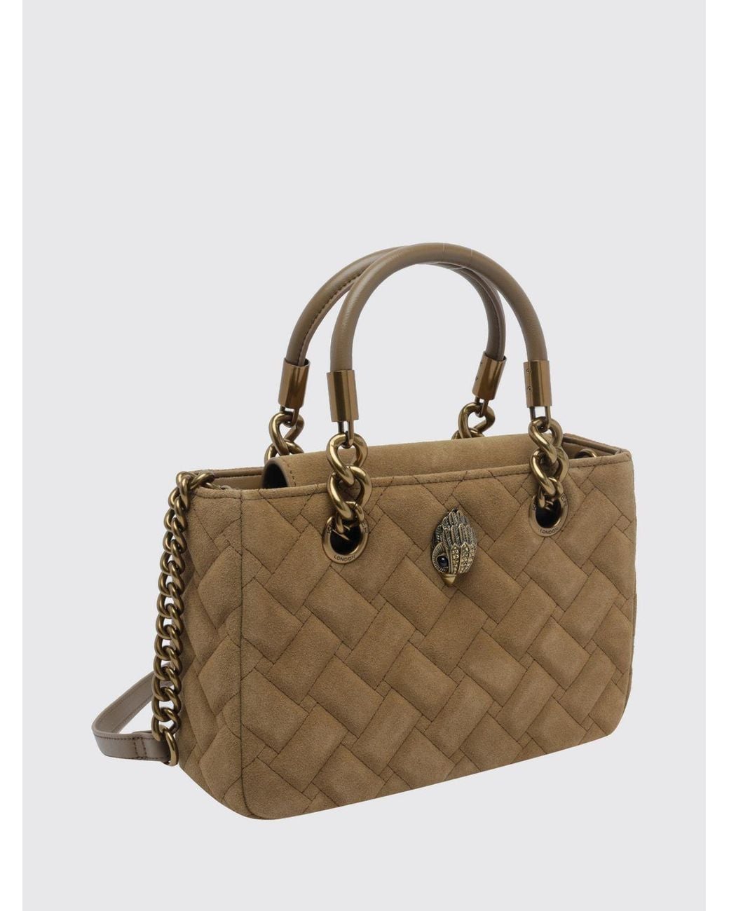 Kurt Geiger Brown Kensington Small Quilted Suede Handbag