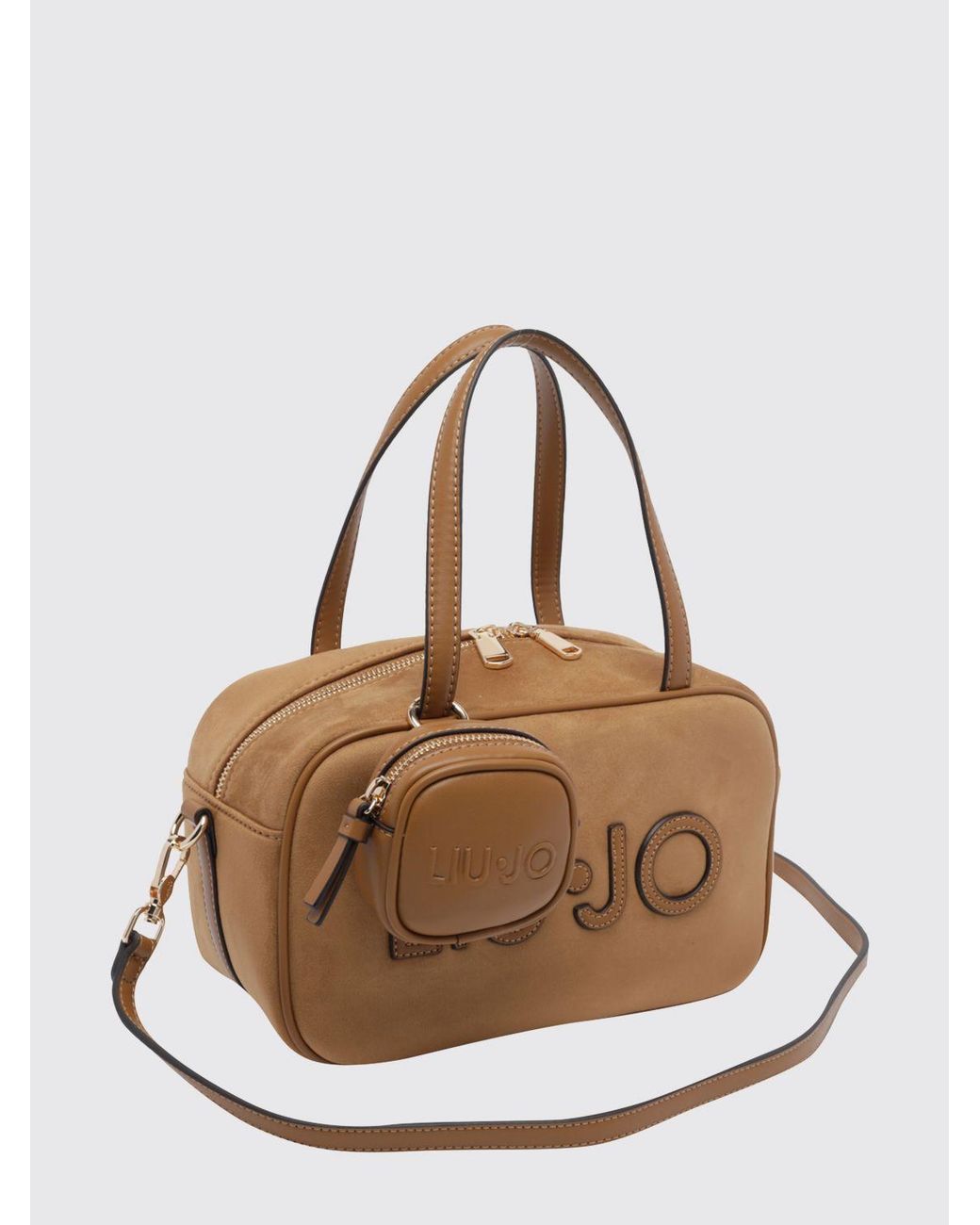 Liu Jo Natural Faux Leather Boston Bag With Shoulder Strap And Pouch