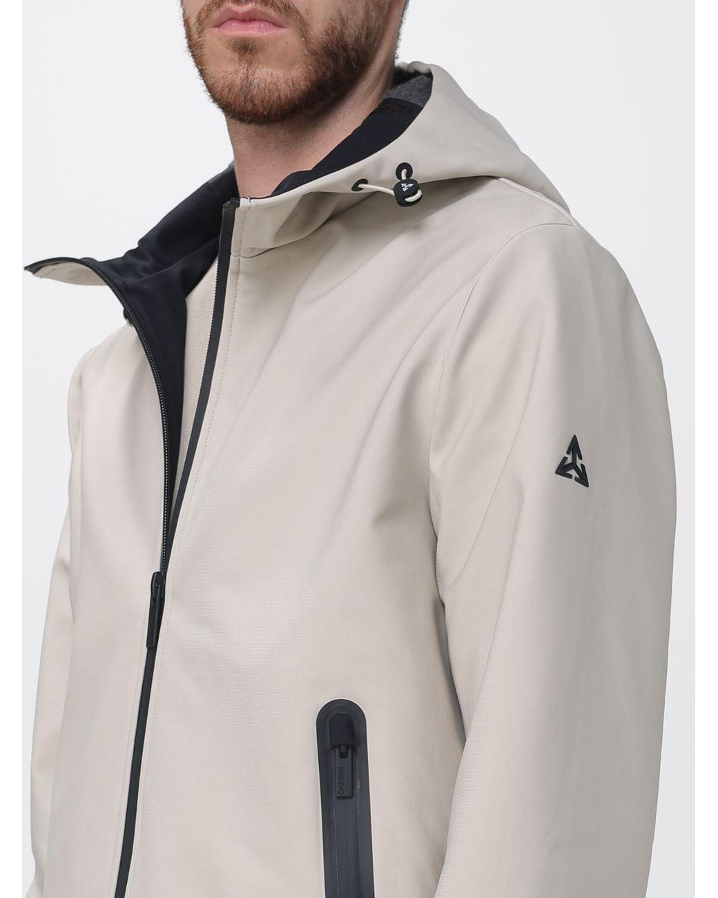 Heskimo Natural Nylon Hooded Windbreaker Jacket With Zip Closure for men
