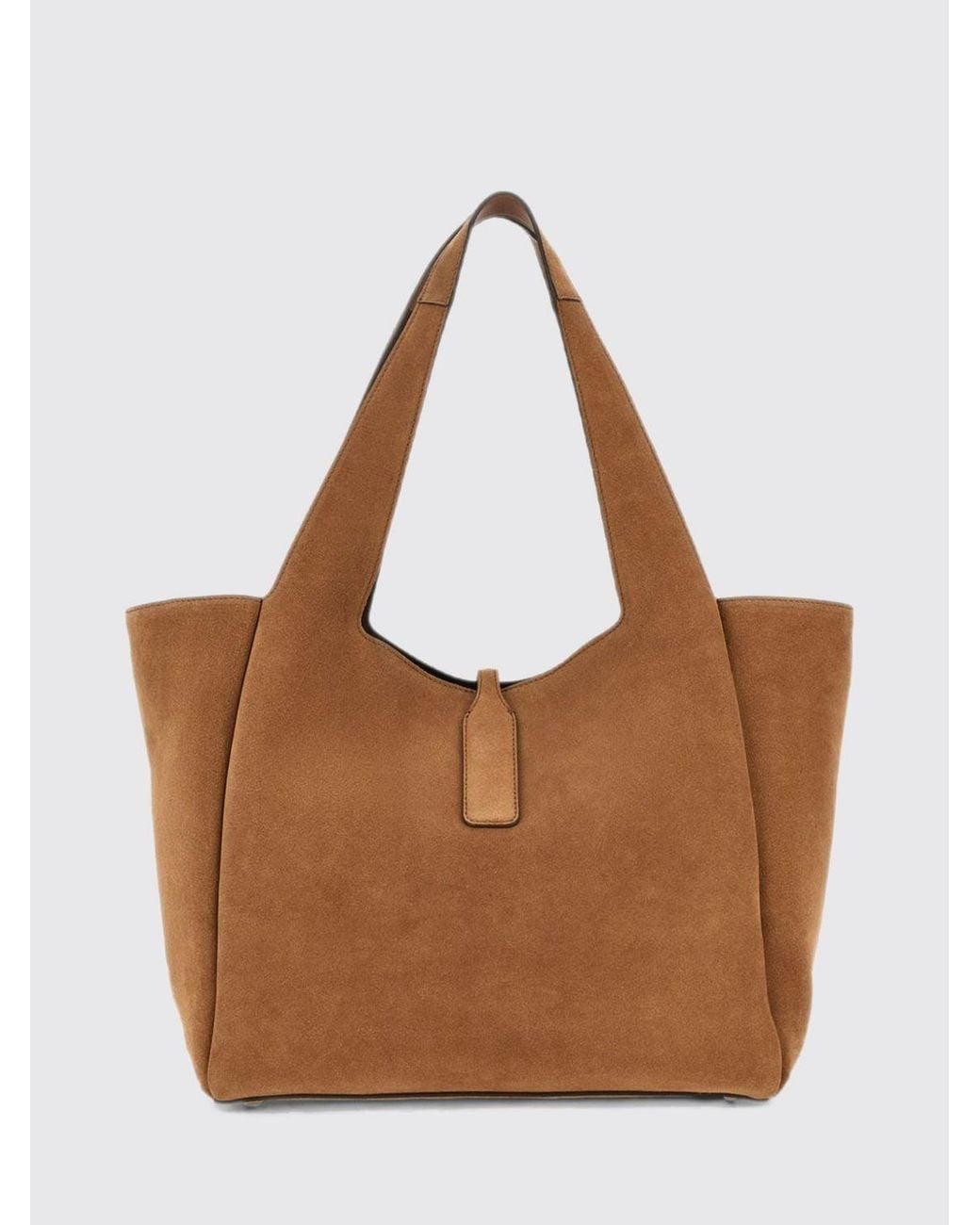 Hogan Brown Suede Leather Shoulder Bag With H Logo And Internal Pouch