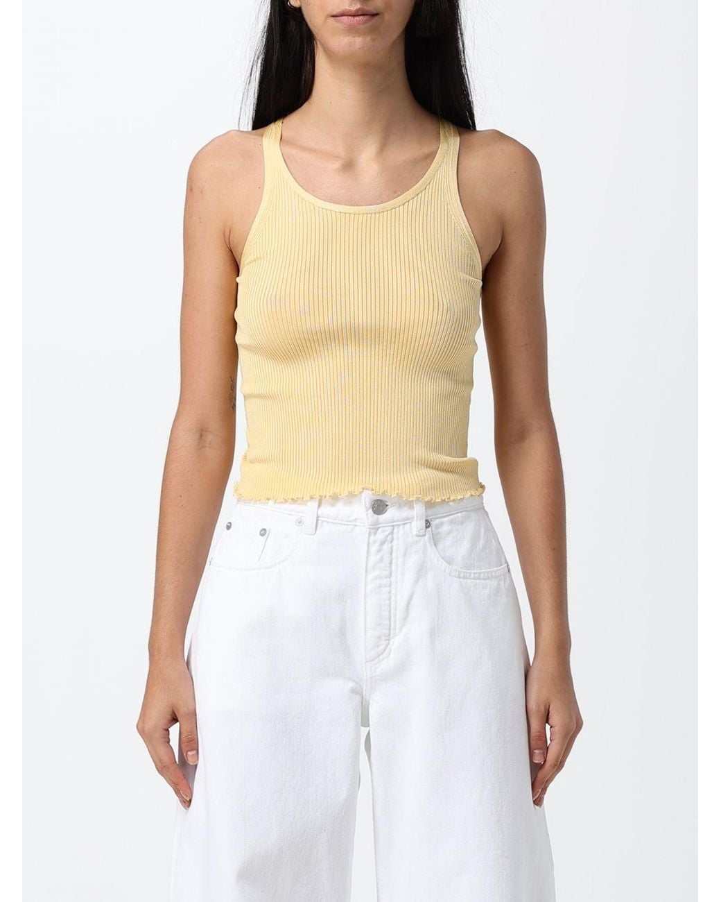 Alaïa White Slim Fit Ribbed Silk U-Neck Tank Top With Thin Straps