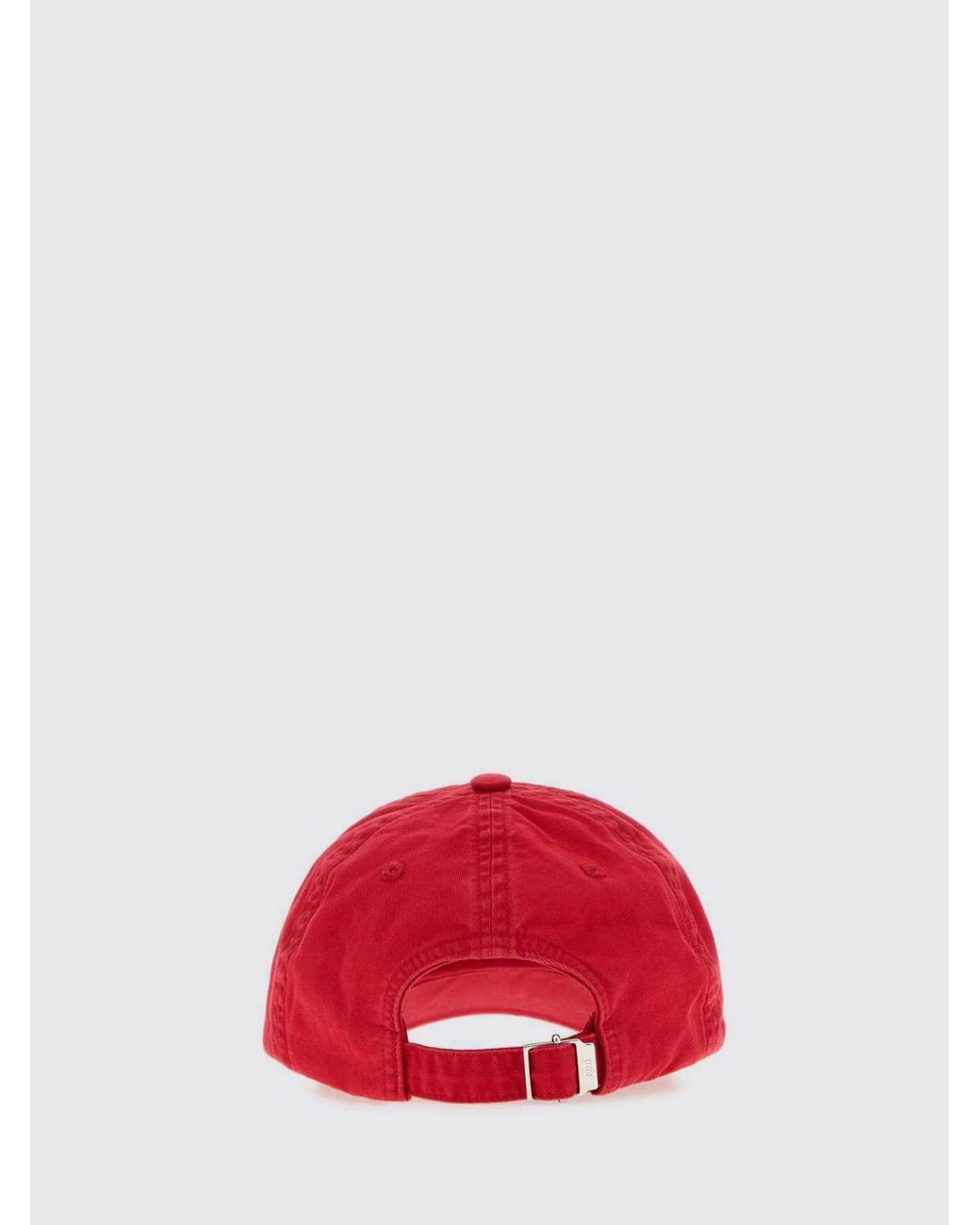 AMI Red Cotton Baseball Cap With Contrast Logo for men