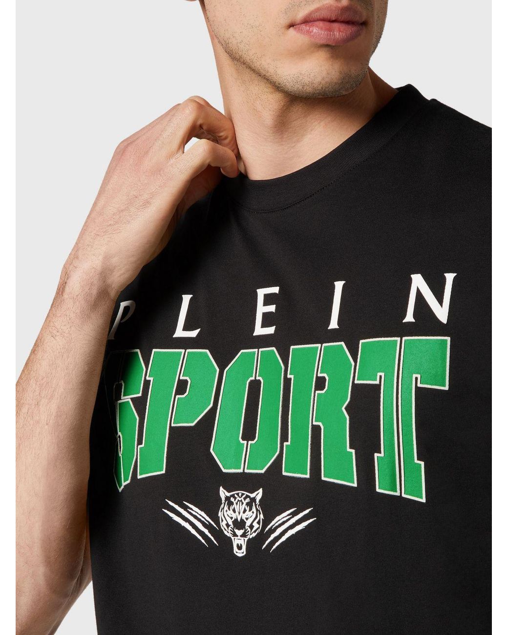 Philipp Plein Black Slim Fit Cotton T-Shirt With Contrast Printed Logo for men