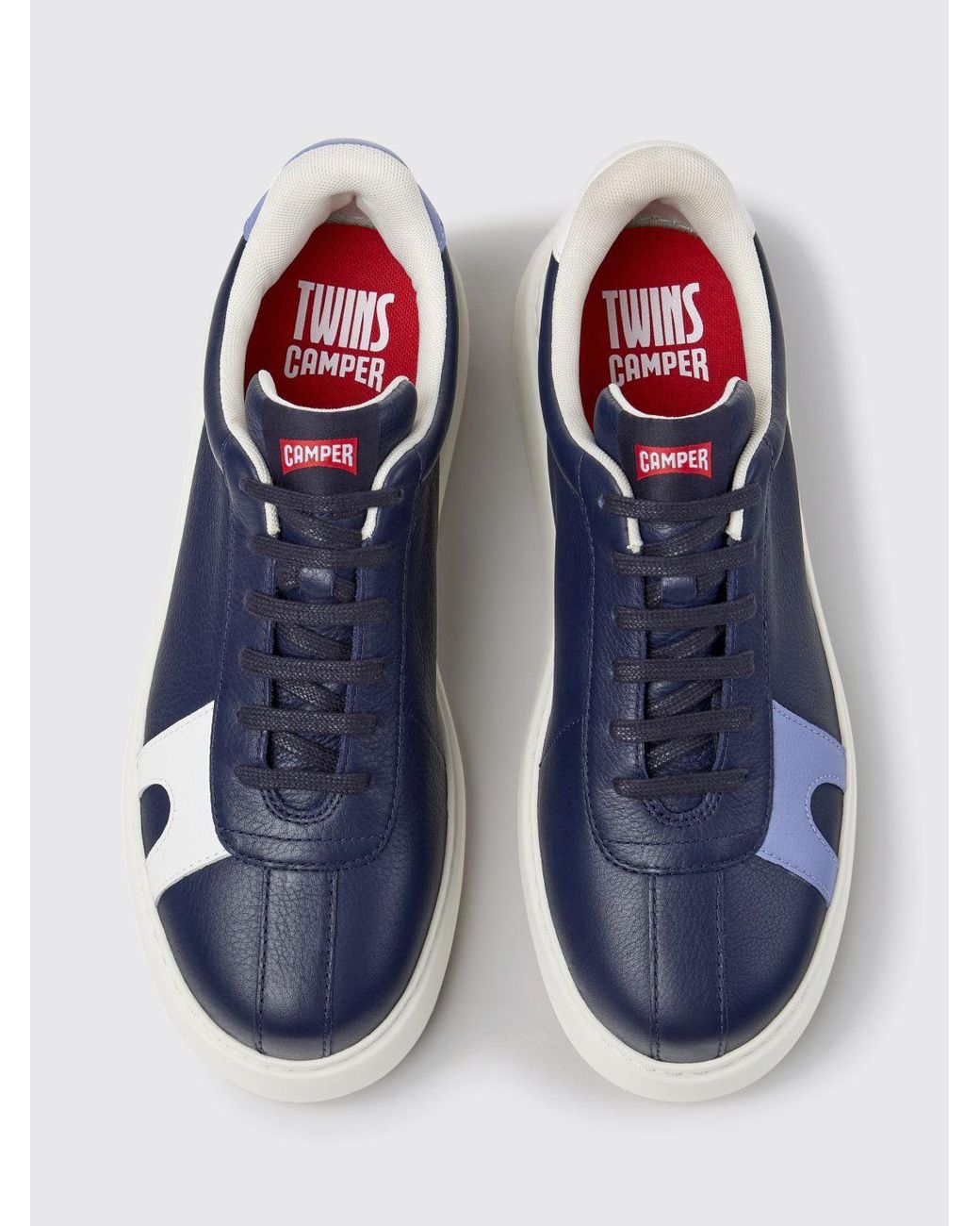 Camper Blue Twins Low-Top Smooth Leather Trainers With Contrasting Logo for men