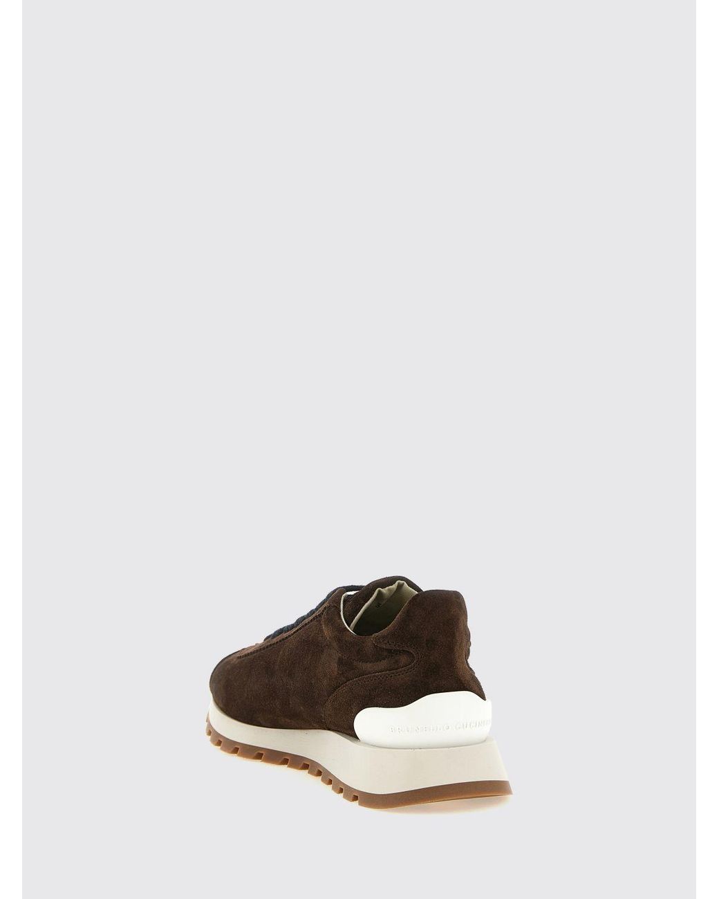 Brunello Cucinelli White Suede Calfskin Low-Top Trainers With Monili Detail