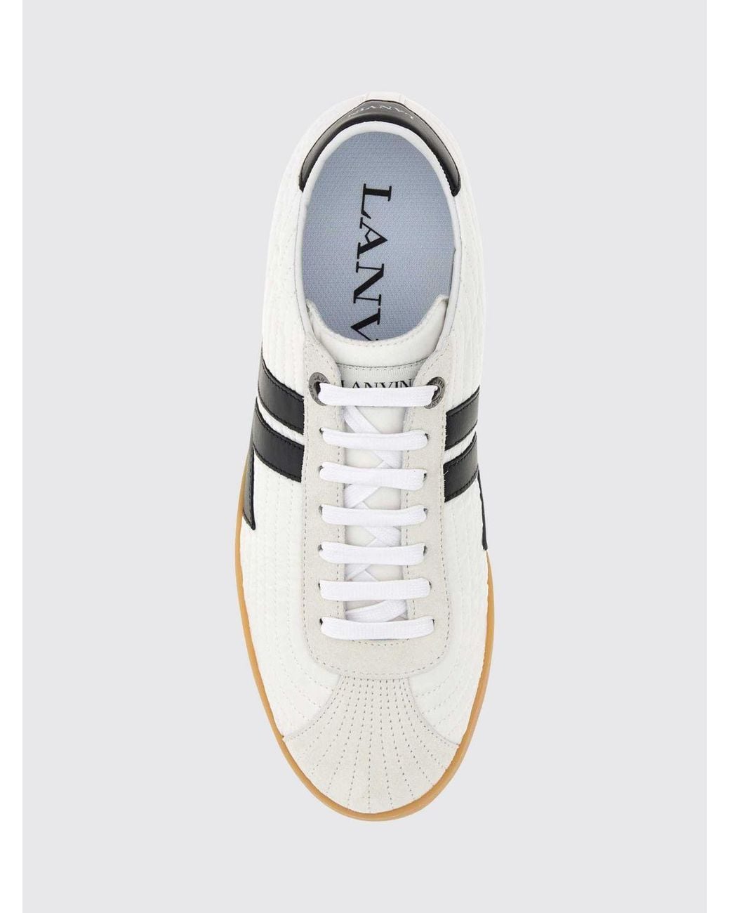 Lanvin White Glen Quilted Monogram Nylon Sneakers With Leather Details
