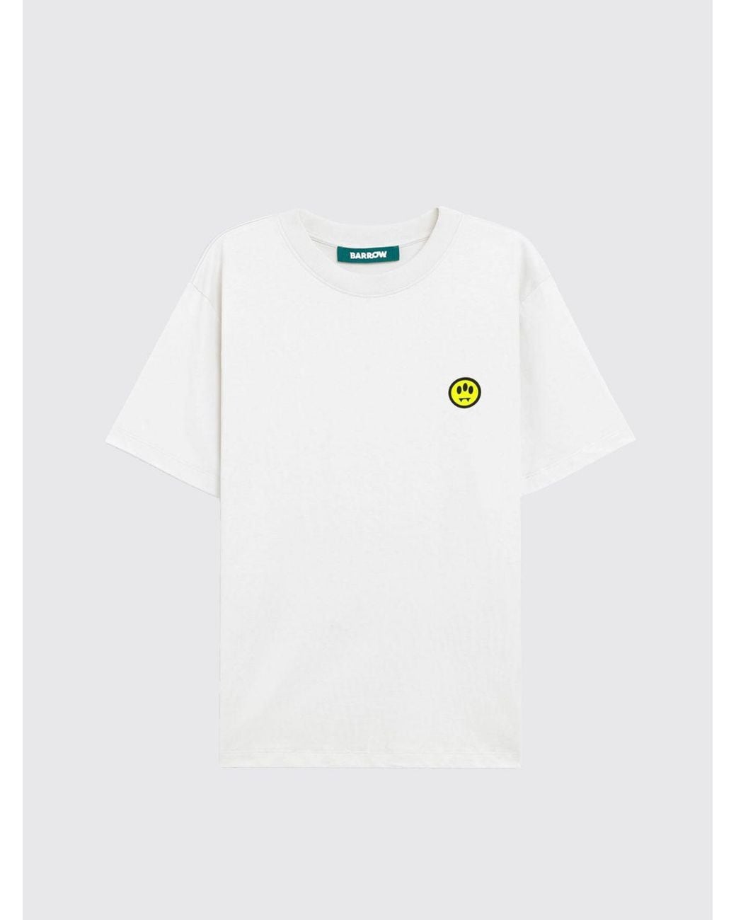 Barrow White Contrast Logo Cotton T-Shirt With Crew Neck for men