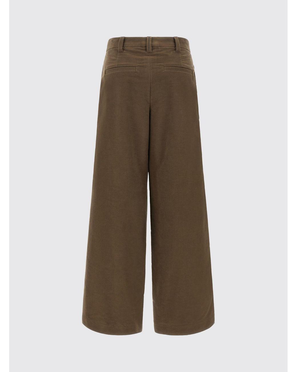 Brunello Cucinelli Brown Wide-Leg 100% Cashmere Tailored Trousers With Monili