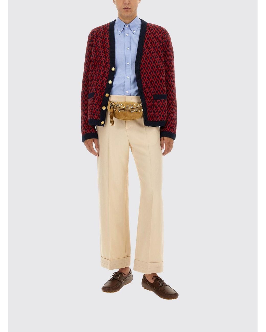Valentino Red Vlogo Wool Cardigan for men