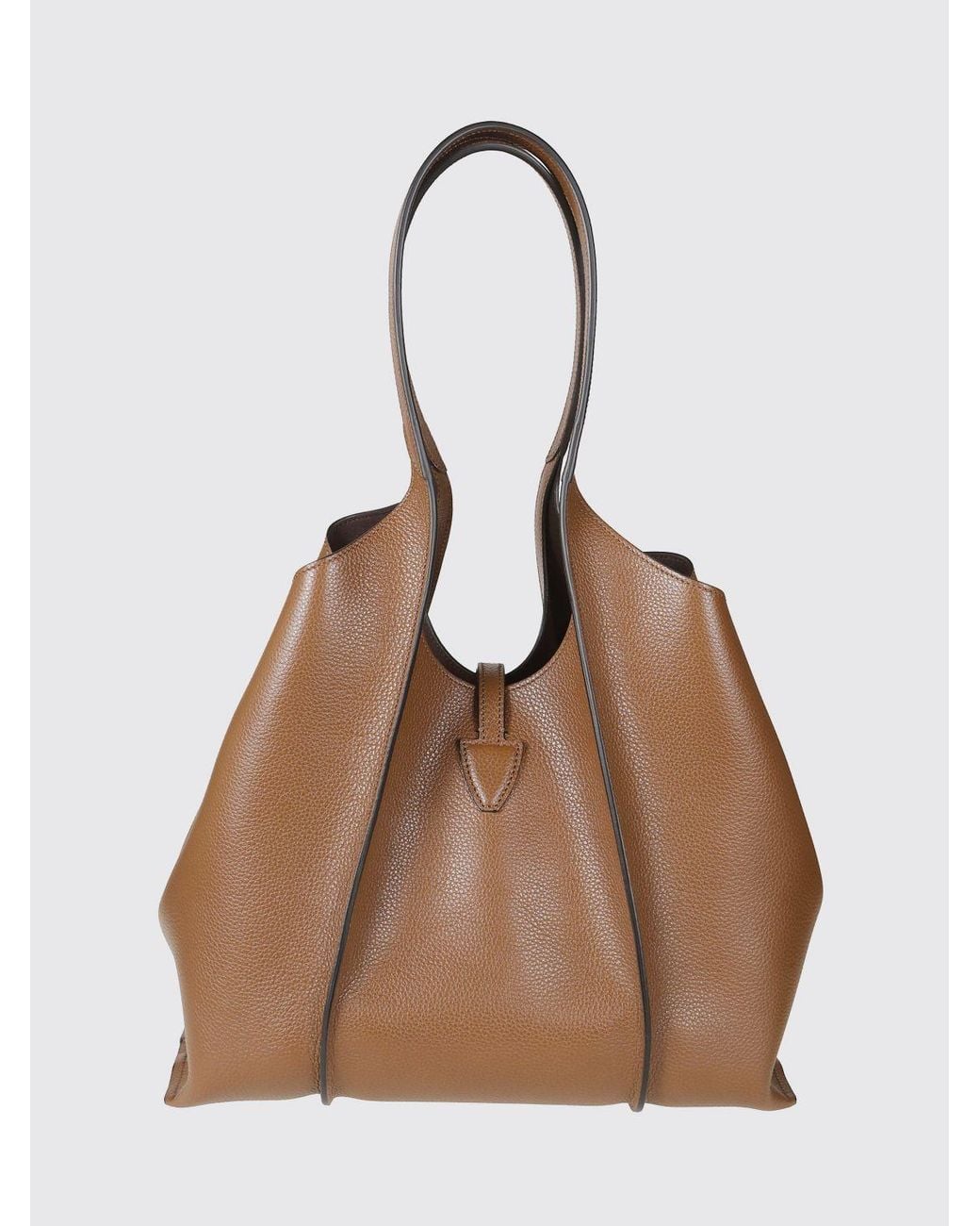 Tod's Brown T Timeless Calfskin Shopping Bag With Logo And Removable Pouch
